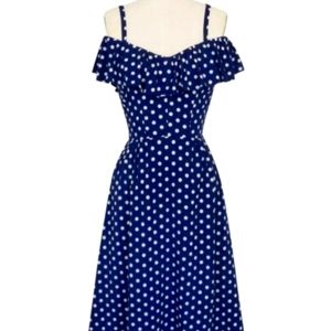 NWT Trashy Diva Hollywood Big Polka Dot Navy Blue Dress size 2 XS